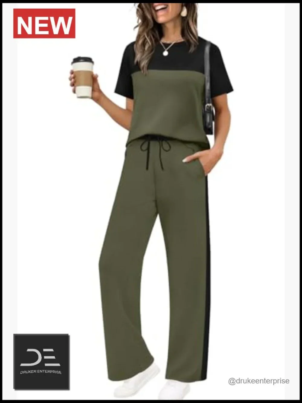 Women's 2 Piece Lounge Set - Wide Leg Pants Set - Matching Outfit